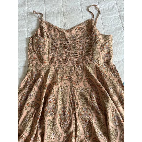 Old Navy peach paisley summer dress with adjustable straps size large 100% rayon - Picture 8 of 8